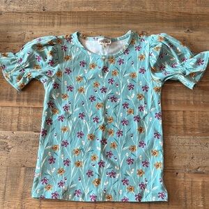 Floral Kids Top - Turquoise and Purple